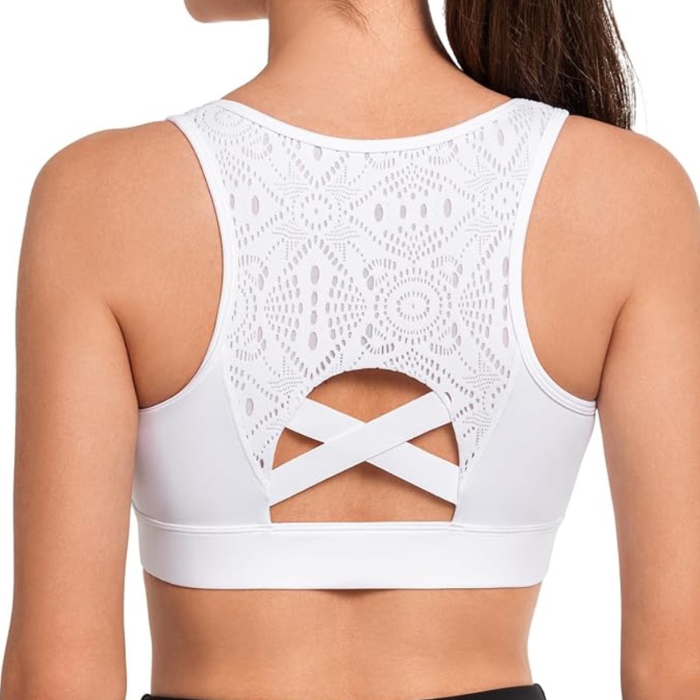 NWT Yvette White High Impact Front Closure Sports Bra